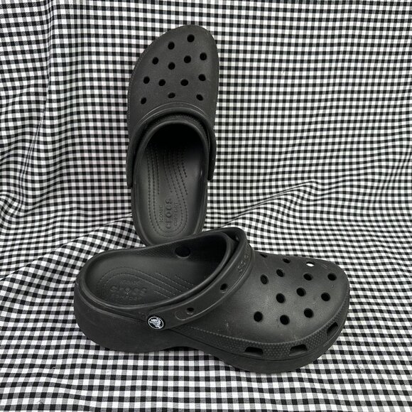 Crocs Black Plain Platform Clog Mule Outdoor Washable Shoe Women's Size 9 - Picture 1 of 5